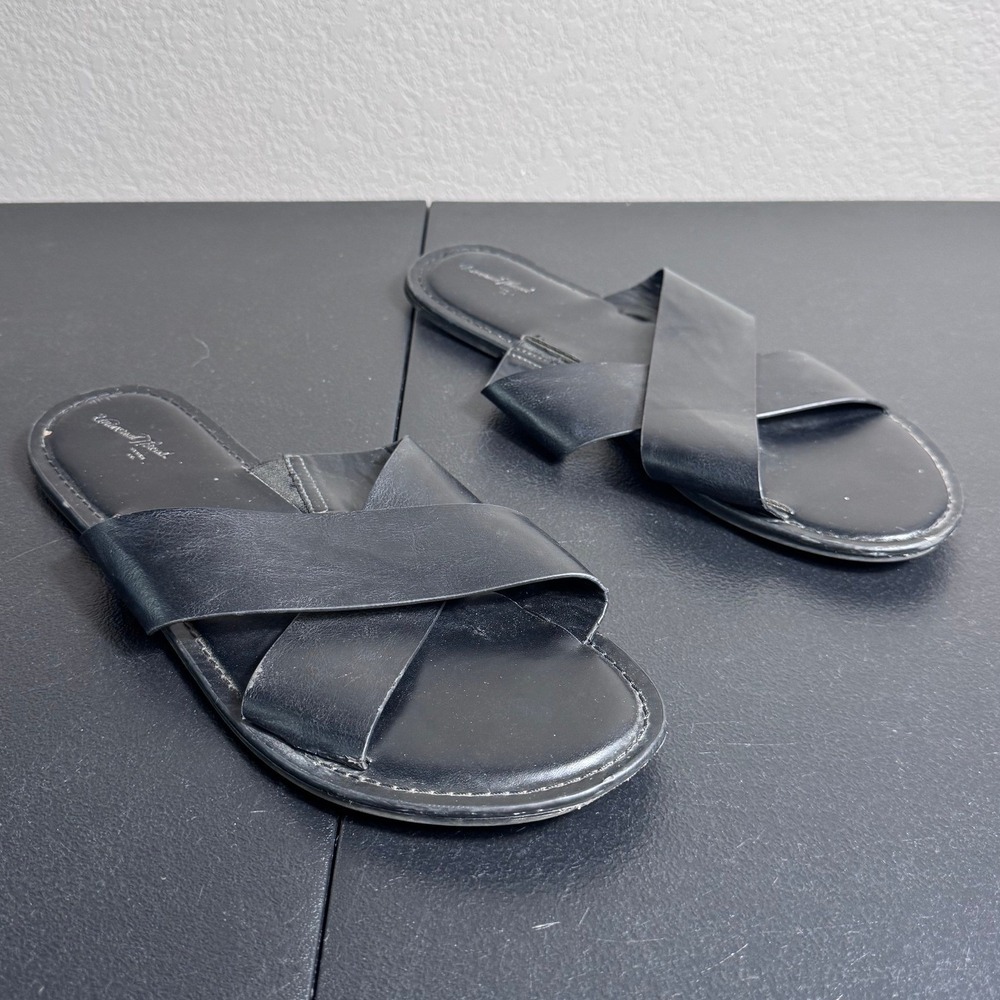 Universal Thread Womens Black‎ Crisscross Slide Sandals Flat 10 096132756